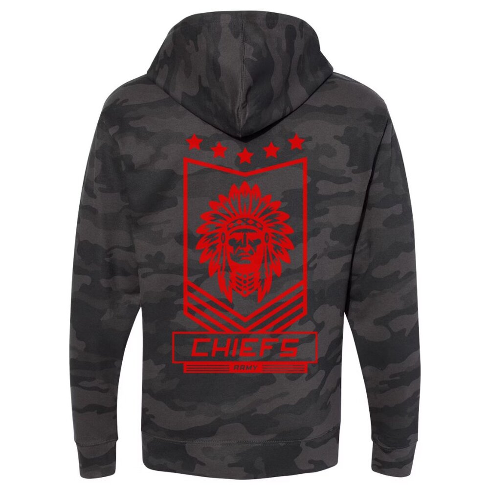 NEW Kansas City Chiefs Fan Army Front Back Print Pullover Hoodie NIGHT CAMO